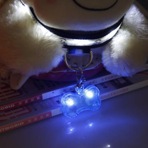 KFX-2908477 LED Bone-Shaped Pet ID Tag Collar Pendant with Custom Name Tag for Safety in Low Light