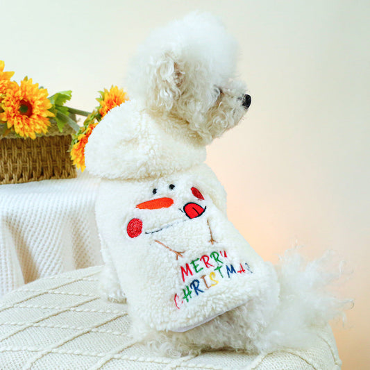 KFX-2911421 Christmas Fluffy Jacket for Pets - Snowman Pattern, Various Sizes Available