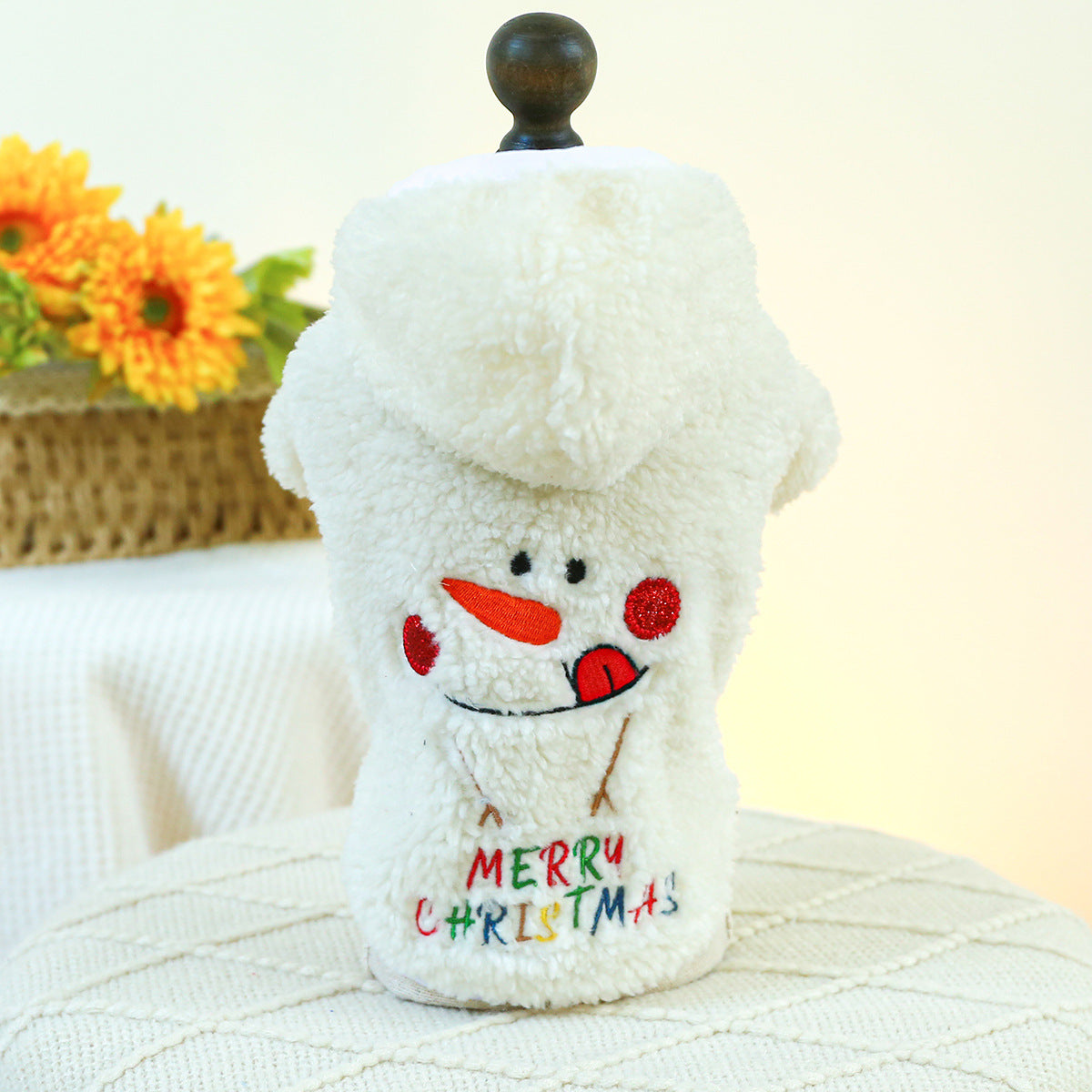 KFX-2911421 Christmas Fluffy Jacket for Pets - Snowman Pattern, Various Sizes Available