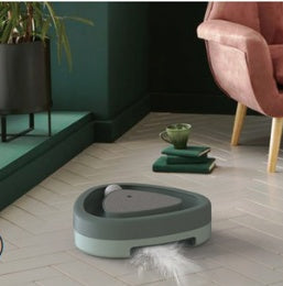 KFX-2911805 Electric Cat Toy Triangle Turntable with Feather Scratcher and Sound, ABS Material, Gray and Green