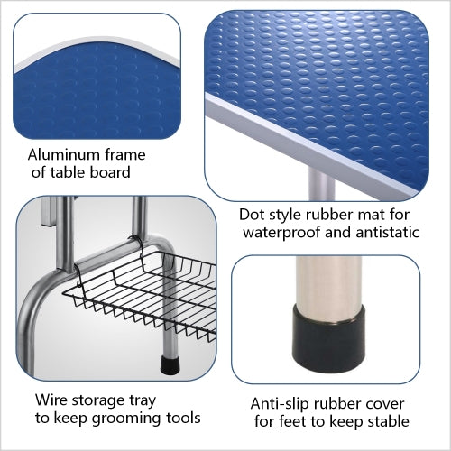 KFX-2913469 Large 46 Inch Pet Grooming Table with Adjustable Arms and Rubber Surface for Dogs and Cats