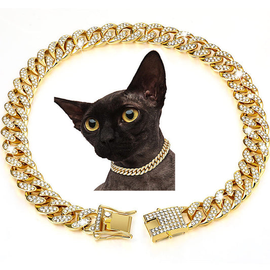 KFX-2913597 Diamond Hip Hop Style Dog Collar Necklace - Available in Gold, Silver, and Rose Gold, Multiple Sizes