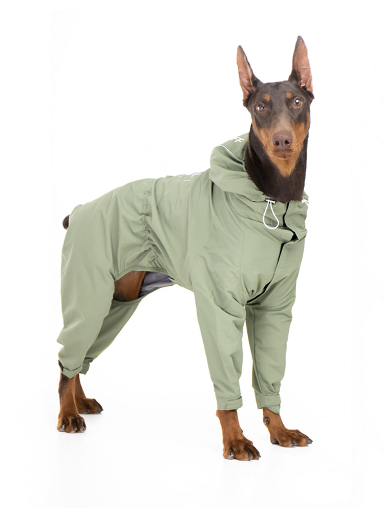 KFX-2913981 Casual Outdoor Mountaineering Suit for Medium and Large Shiba Inu - Four-Legged Pet Clothing in Army Green and Khaki