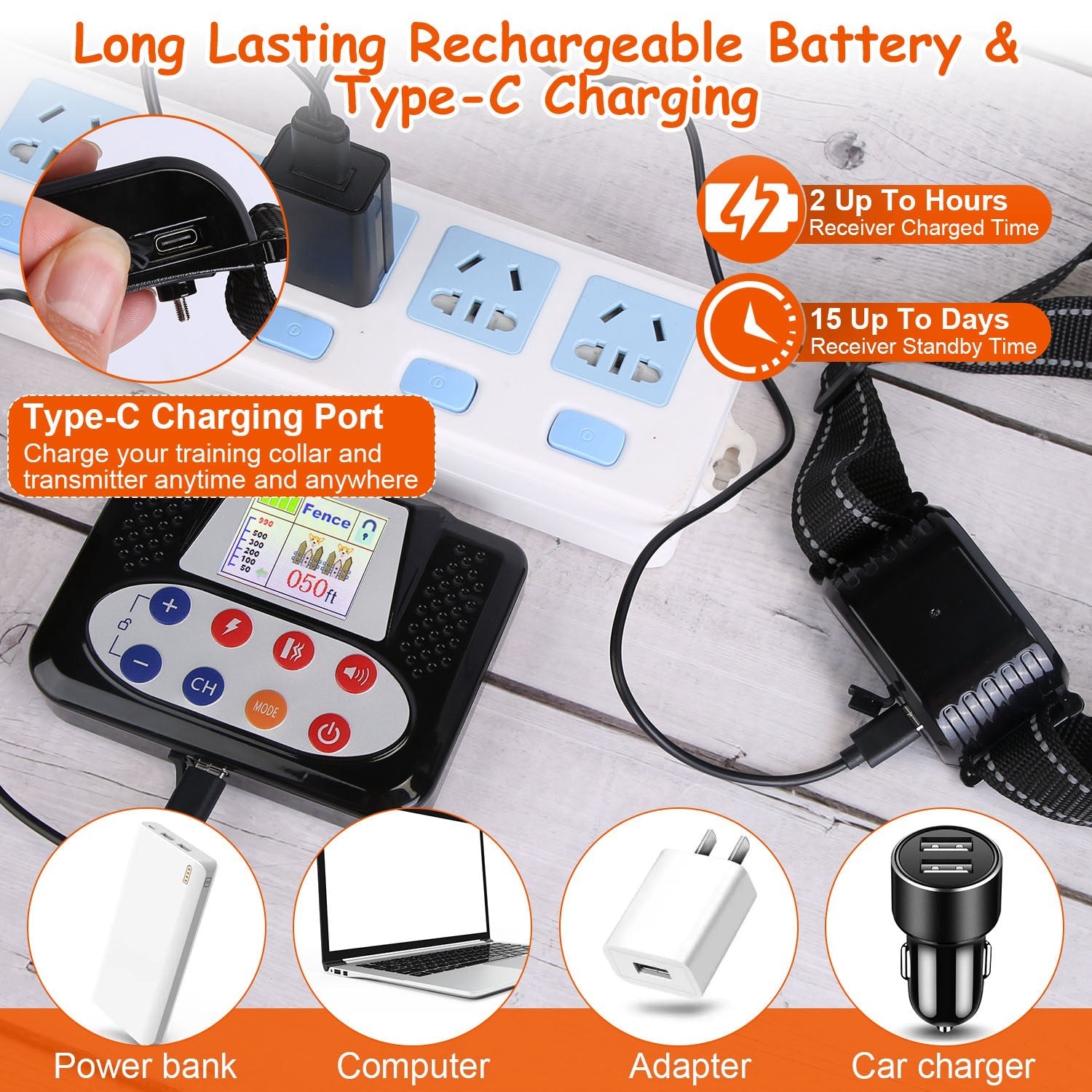 KFX-2917053 990FT Range Dog Training Collar with Waterproof Receiver, 3 Training Modes and Rechargeable Battery