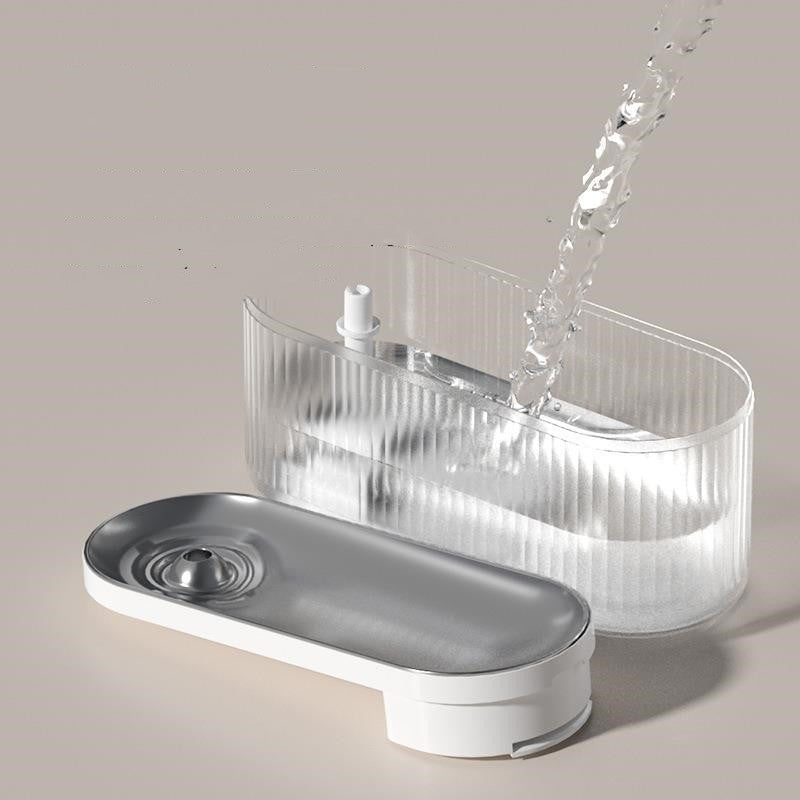 KFX-2917437 Wireless Circulating Water Dispenser for Cats - Modern ABS Design in White, 300x120x136mm