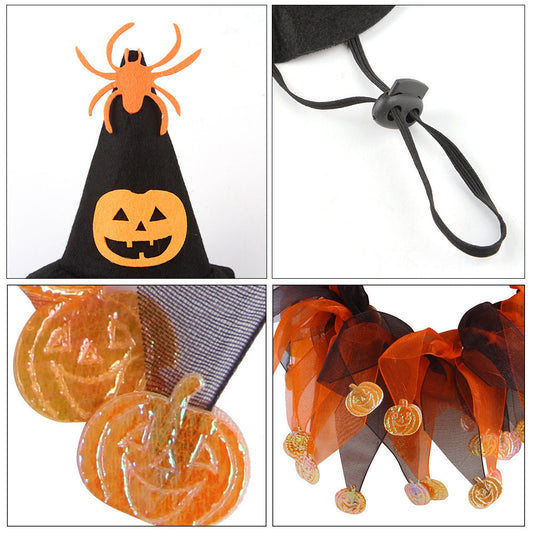 KFX-2918973 Halloween Skull Pattern Hat and Scarf Set for Pets