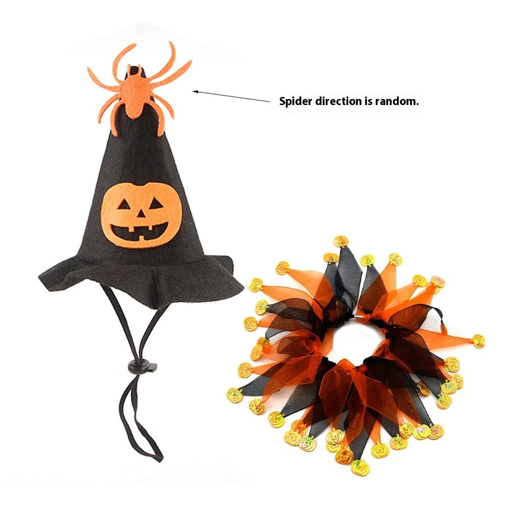 KFX-2918973 Halloween Skull Pattern Hat and Scarf Set for Pets