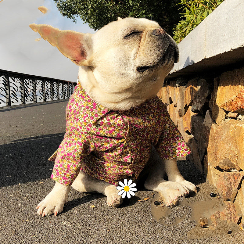 KFX-2921917 Floral Print Plush Shirt for Dogs and Cats – Soft Polyester Fabric, Available in Multiple Sizes