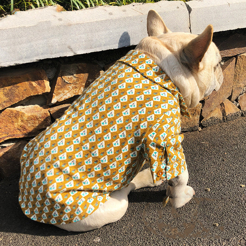 KFX-2921917 Floral Print Plush Shirt for Dogs and Cats – Soft Polyester Fabric, Available in Multiple Sizes