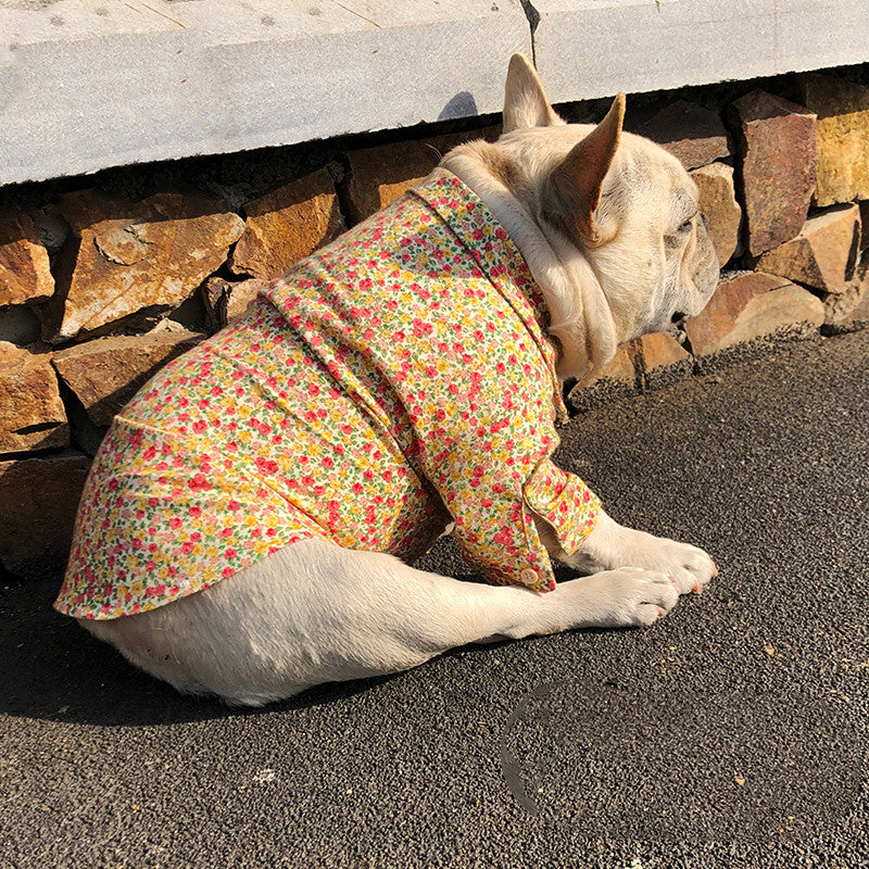 KFX-2921917 Floral Print Plush Shirt for Dogs and Cats – Soft Polyester Fabric, Available in Multiple Sizes