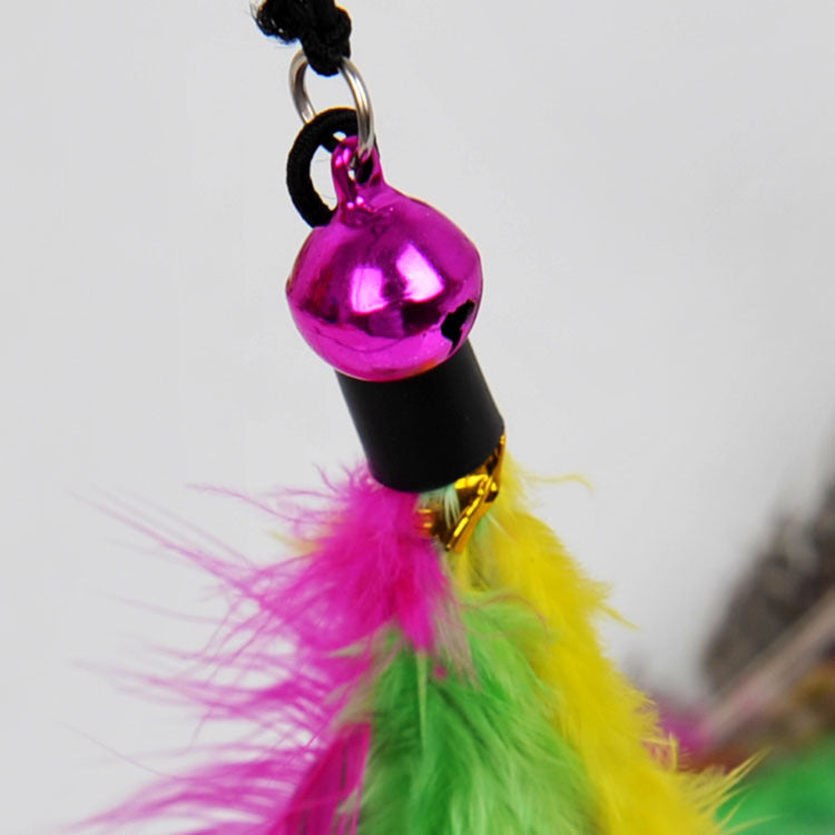 KFX-2922173 Funny Cat Feather Toy with Bell and Plush Rod, 45cm Long