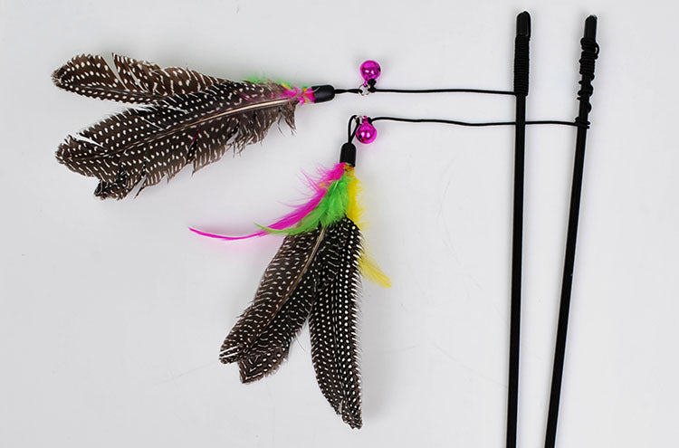 KFX-2922173 Funny Cat Feather Toy with Bell and Plush Rod, 45cm Long