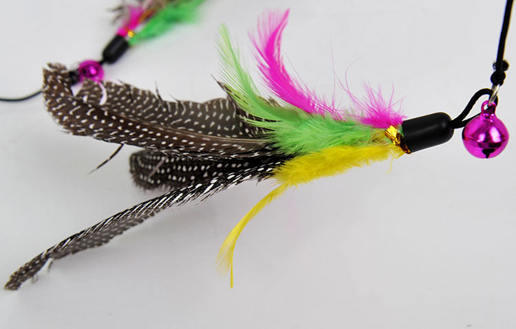 KFX-2922173 Funny Cat Feather Toy with Bell and Plush Rod, 45cm Long
