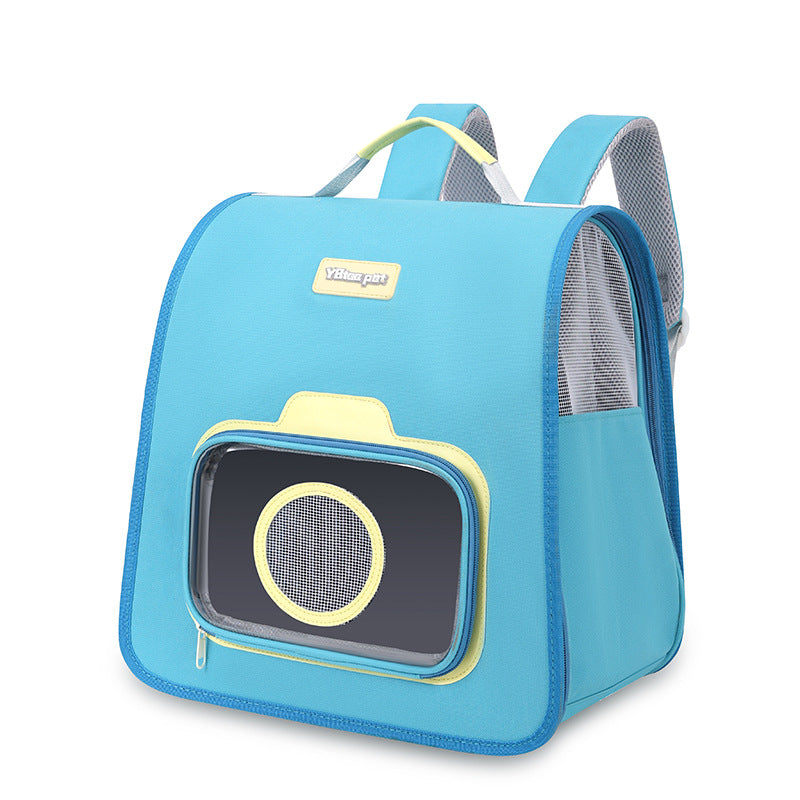 KFX-2923581 Portable Pet Backpack in Pink, Khaki, Dark Blue, and Sky Blue - Medium Hard Nylon Pet Bag