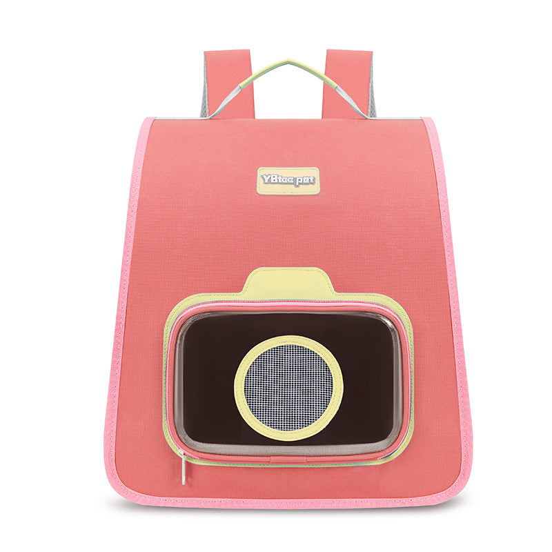 KFX-2923581 Portable Pet Backpack in Pink, Khaki, Dark Blue, and Sky Blue - Medium Hard Nylon Pet Bag