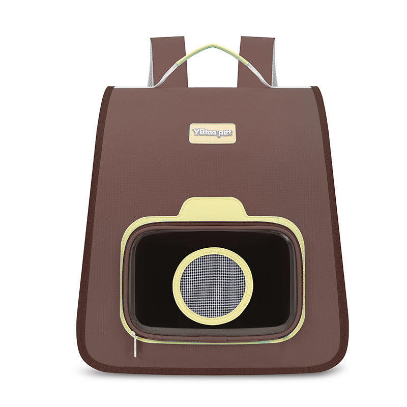 KFX-2923581 Portable Pet Backpack in Pink, Khaki, Dark Blue, and Sky Blue - Medium Hard Nylon Pet Bag