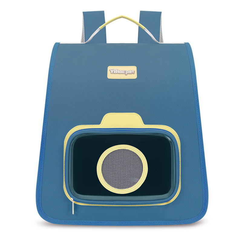 KFX-2923581 Portable Pet Backpack in Pink, Khaki, Dark Blue, and Sky Blue - Medium Hard Nylon Pet Bag