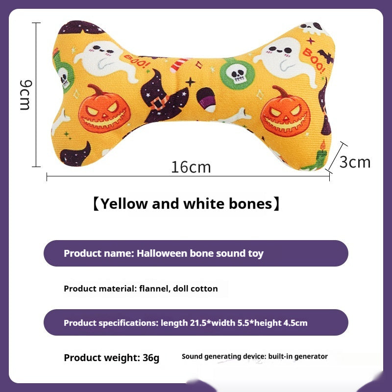 KFX-2925757 Halloween-Themed Plush Pet Bone Toy in Various Colors