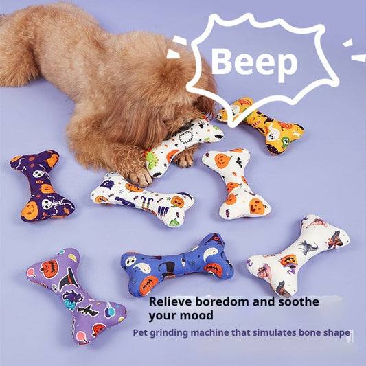 KFX-2925757 Halloween-Themed Plush Pet Bone Toy in Various Colors