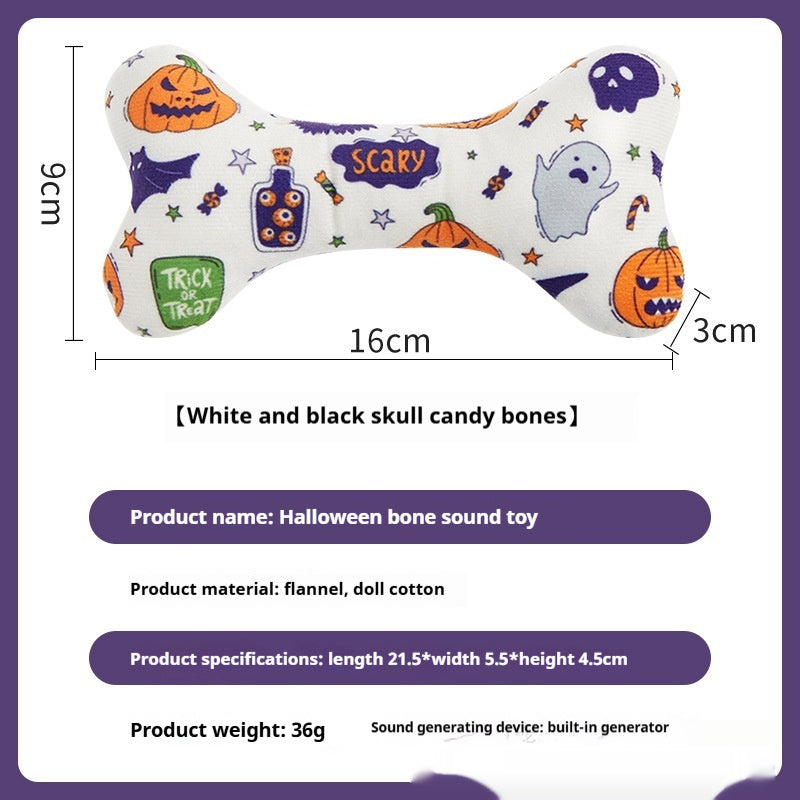 KFX-2925757 Halloween-Themed Plush Pet Bone Toy in Various Colors