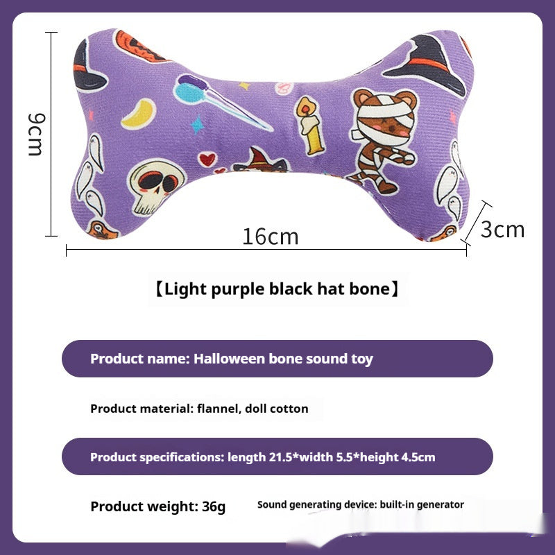 KFX-2925757 Halloween-Themed Plush Pet Bone Toy in Various Colors