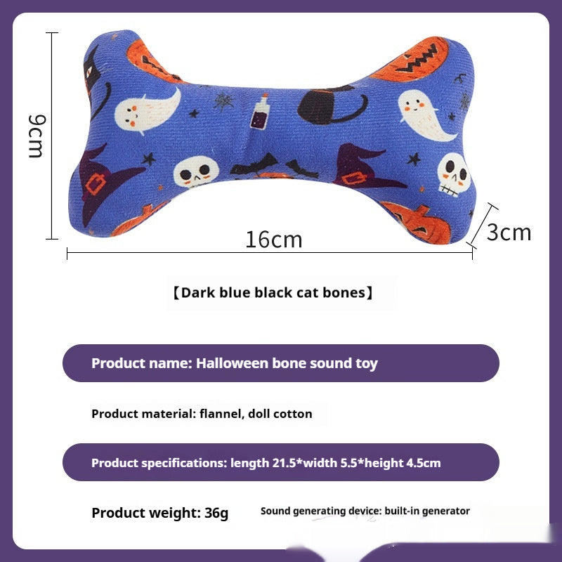KFX-2925757 Halloween-Themed Plush Pet Bone Toy in Various Colors