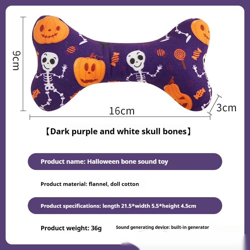 KFX-2925757 Halloween-Themed Plush Pet Bone Toy in Various Colors