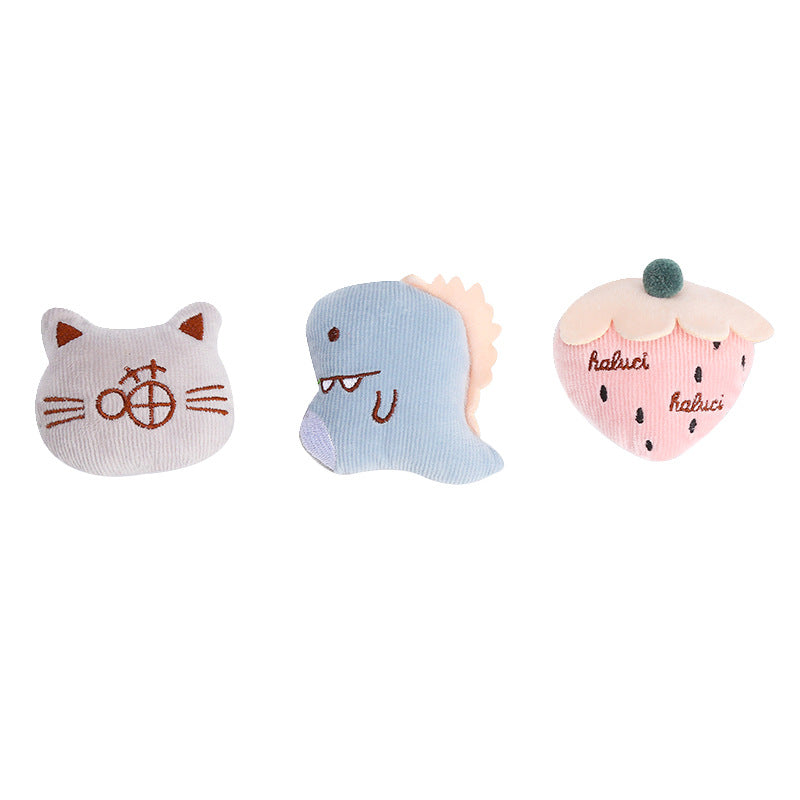 KFX-2926781 Plush Cat and Dinosaur Strawberry Toy with Catnip for Pets