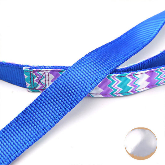 KFX-2926909 Colorful Wave Pattern Nylon Dog Leash - 120cm Long, Multiple Colors Available