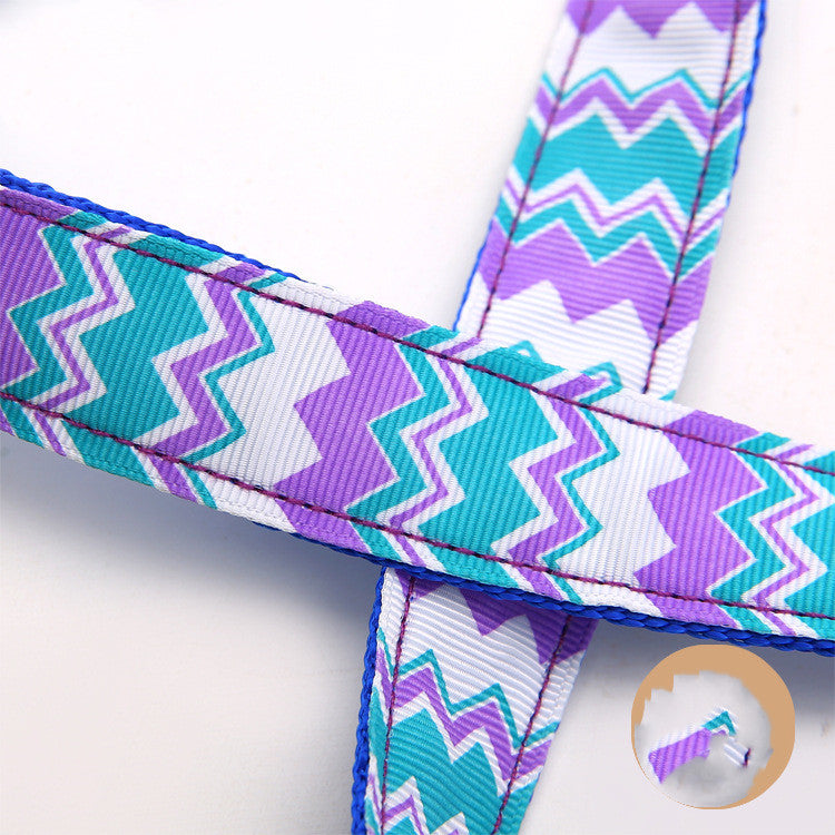 KFX-2926909 Colorful Wave Pattern Nylon Dog Leash - 120cm Long, Multiple Colors Available