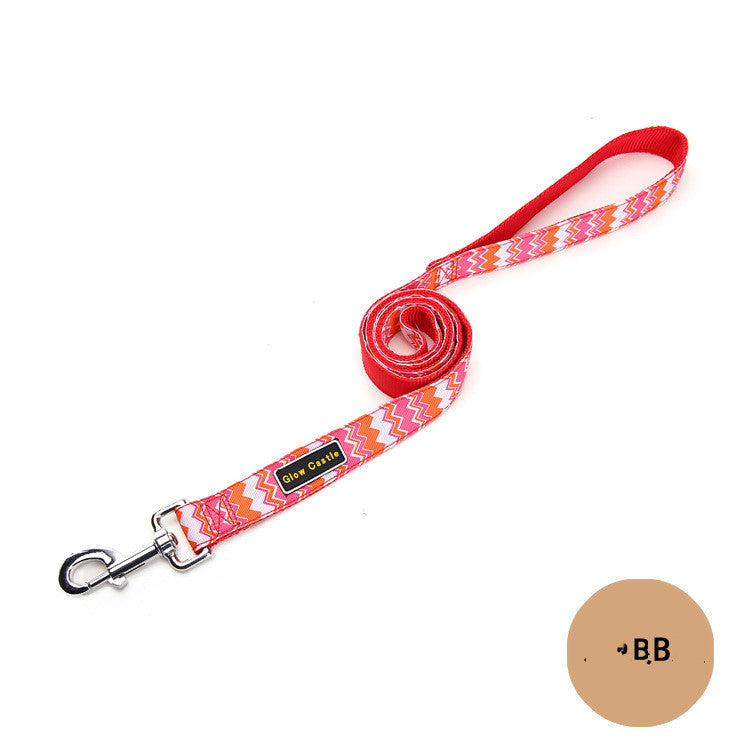 KFX-2926909 Colorful Wave Pattern Nylon Dog Leash - 120cm Long, Multiple Colors Available