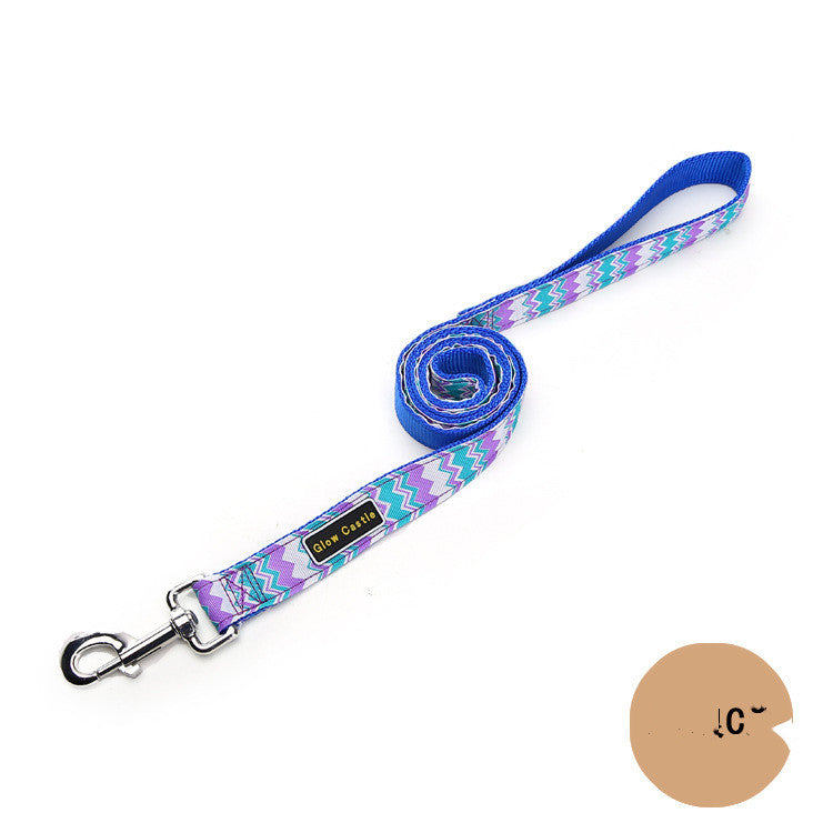KFX-2926909 Colorful Wave Pattern Nylon Dog Leash - 120cm Long, Multiple Colors Available
