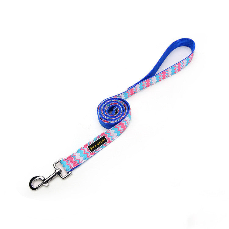 KFX-2926909 Colorful Wave Pattern Nylon Dog Leash - 120cm Long, Multiple Colors Available