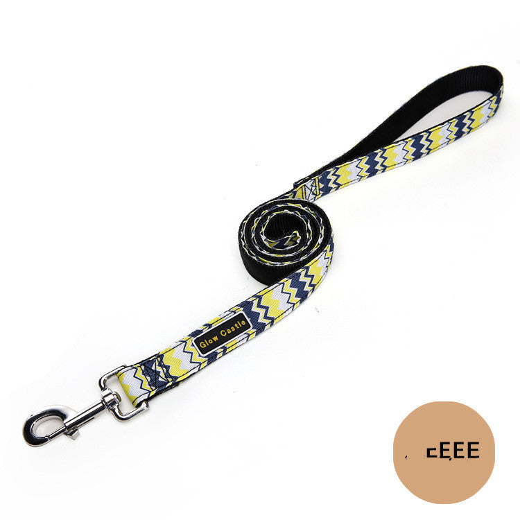 KFX-2926909 Colorful Wave Pattern Nylon Dog Leash - 120cm Long, Multiple Colors Available