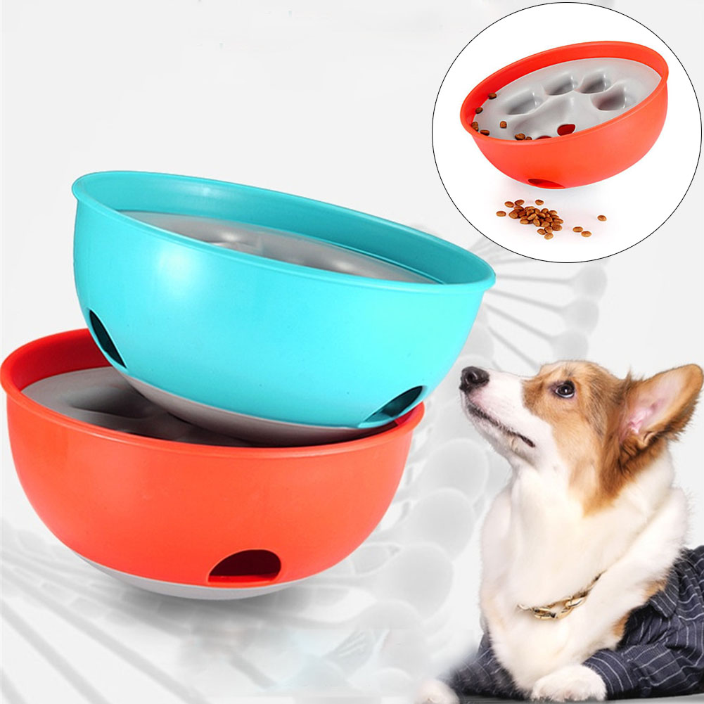 KFX-2927933 Interactive Puzzle Dog Bowl for Cats and Dogs - 21cm Diameter, Blue or Orange Color