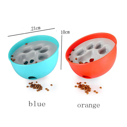 KFX-2927933 Interactive Puzzle Dog Bowl for Cats and Dogs - 21cm Diameter, Blue or Orange Color