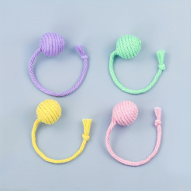 KFX-2930365 Interactive Cat Toy Ball with Rope and Bell for Kittens