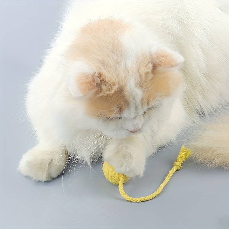 KFX-2930365 Interactive Cat Toy Ball with Rope and Bell for Kittens