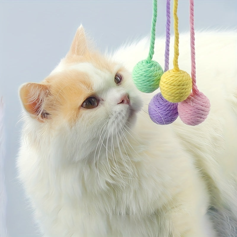 KFX-2930365 Interactive Cat Toy Ball with Rope and Bell for Kittens
