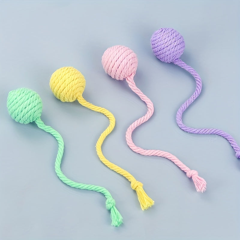 KFX-2930365 Interactive Cat Toy Ball with Rope and Bell for Kittens