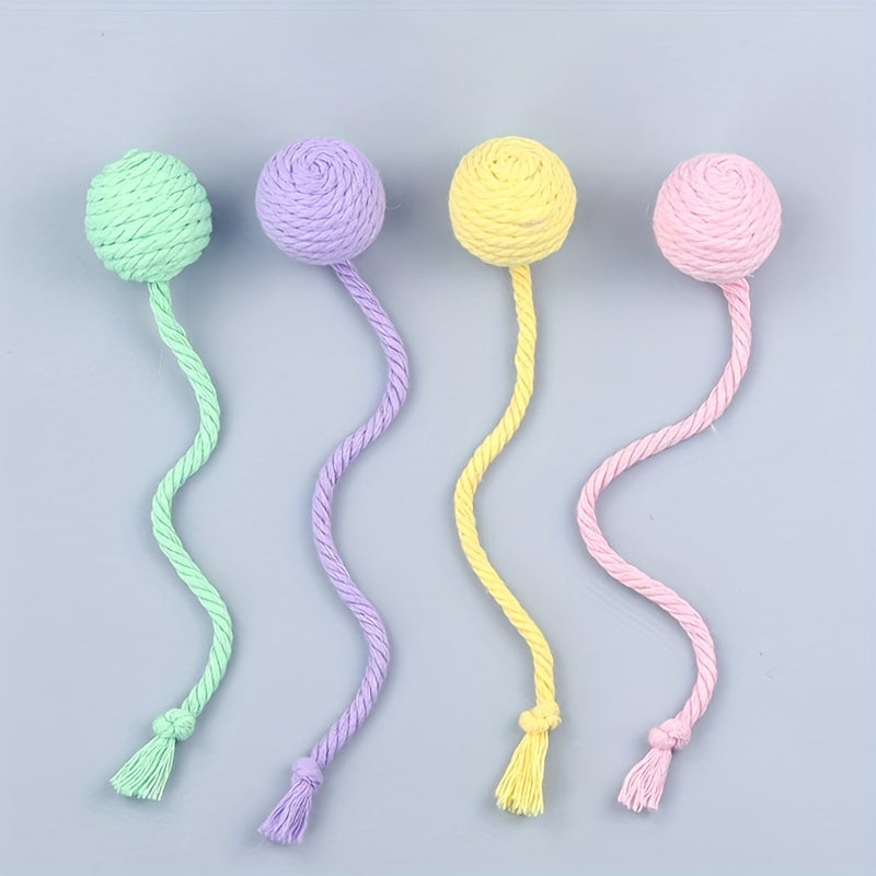 KFX-2930365 Interactive Cat Toy Ball with Rope and Bell for Kittens