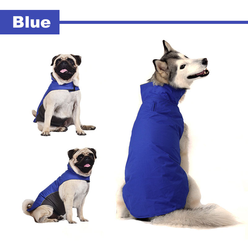 KFX-2932541 Cozy Vest Jacket for Medium and Large Dogs - Warm Cloth Pet Apparel in Red and Dark Blue