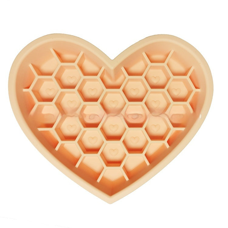 KFX-2933053 Honeycomb Heart-Shaped Edible Silicone Dog Bowl - Easy to Clean and Durable