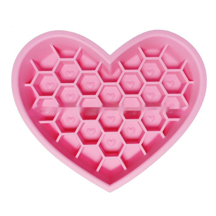 KFX-2933053 Honeycomb Heart-Shaped Edible Silicone Dog Bowl - Easy to Clean and Durable