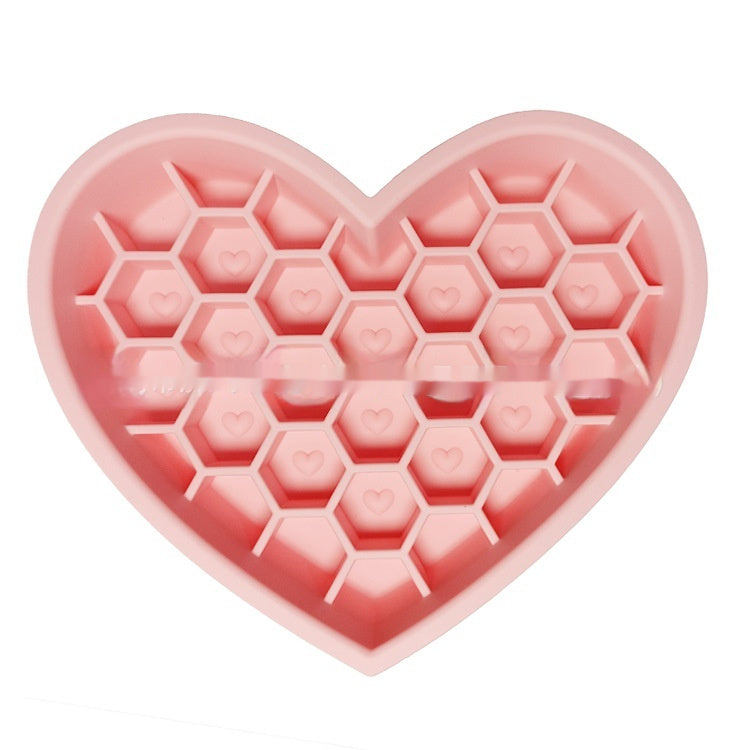 KFX-2933053 Honeycomb Heart-Shaped Edible Silicone Dog Bowl - Easy to Clean and Durable