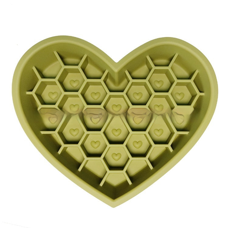 KFX-2933053 Honeycomb Heart-Shaped Edible Silicone Dog Bowl - Easy to Clean and Durable