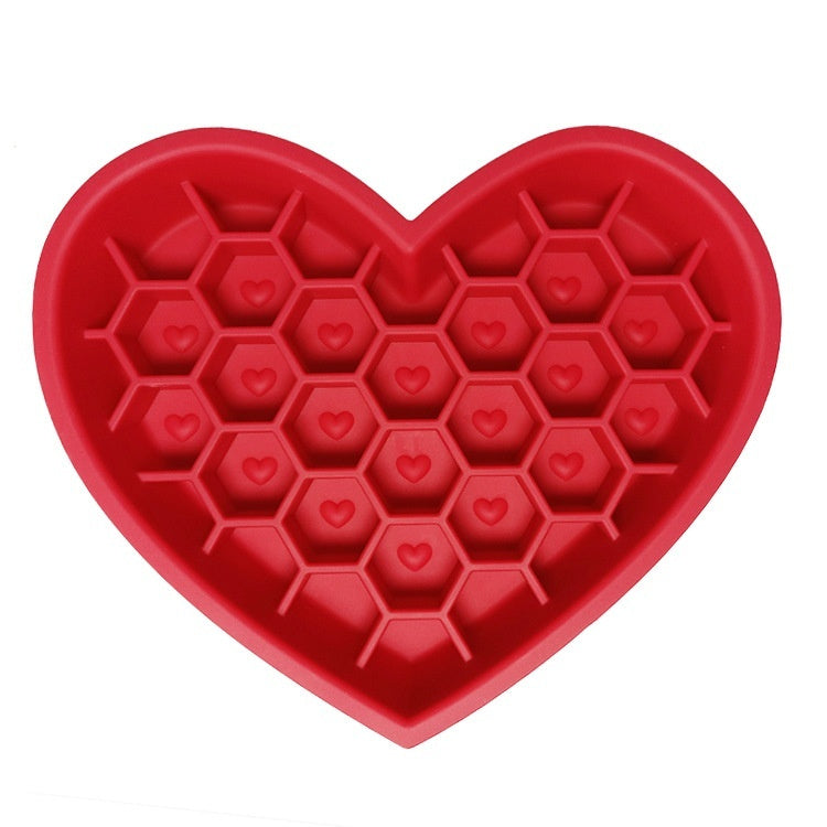 KFX-2933053 Honeycomb Heart-Shaped Edible Silicone Dog Bowl - Easy to Clean and Durable