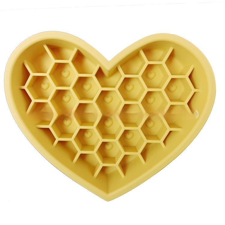 KFX-2933053 Honeycomb Heart-Shaped Edible Silicone Dog Bowl - Easy to Clean and Durable