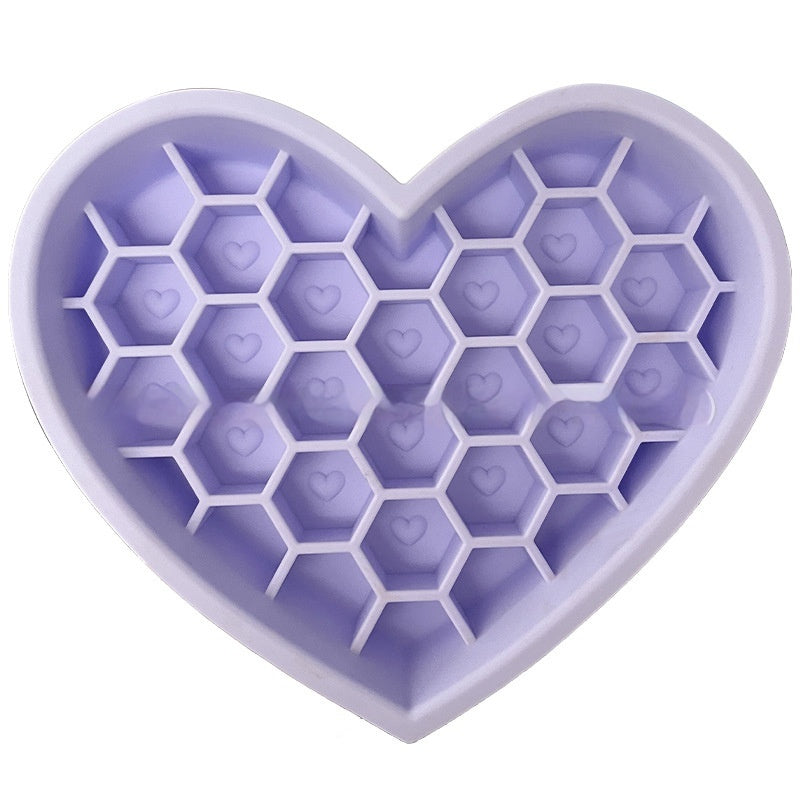 KFX-2933053 Honeycomb Heart-Shaped Edible Silicone Dog Bowl - Easy to Clean and Durable