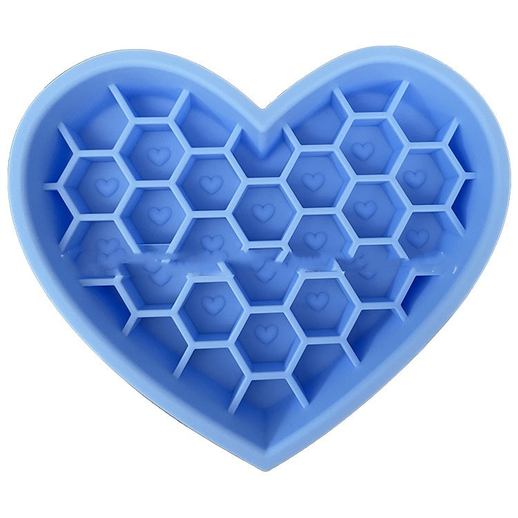 KFX-2933053 Honeycomb Heart-Shaped Edible Silicone Dog Bowl - Easy to Clean and Durable